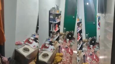 偷窥隔壁小情侣啪啪 漂亮美眉趴在地上被眼镜男友后入输出 听对话貌似在爆菊花 是熟人特别紧张